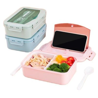 China Viable Biodegradable Leak Proof Portable Wheat Straw Bento Lunch Box With Cutlery Compartment Set Food Storage For Kids for sale