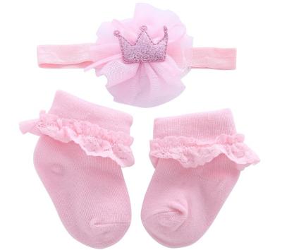 China Breathable Warm Socks And Sale Baby Headband Set Cute Bow Princess Decoration Birthday Gift for sale