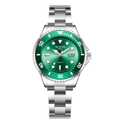 China Auto Date Waterproof watch for women stainless steel bands female wrist watches green black ghost luxury design quartz watch for sale