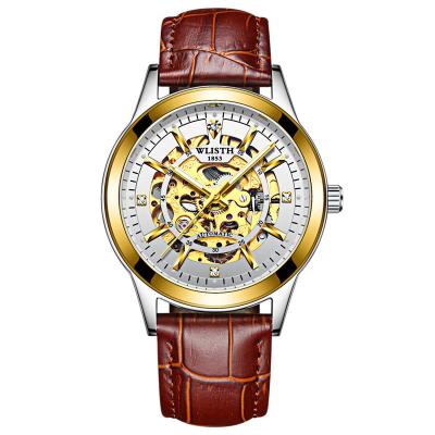 China Water Resistant Original Brand New Design Watch Male Skeleton golden Custom Luxury Men Skeleton Automatic Mechanical Movement Watches for sale