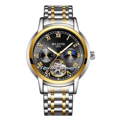 China Moon Phase Oem Business Men's Wrist Watch Skeleton Tourbillion Stainless Steel Mechanical Watch Waterproof Men's Automatic Watch for Men for sale