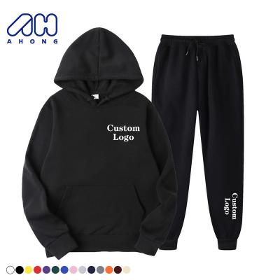 China Wholesale Man Oversized Skin Friendly Sweater Street Style Anti-wrinkle Solid Color Logo Sweatpants And Hoodie Custom Made Set for sale