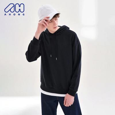 China Anti-wrinkle new arrival streetwear solid color drawstring hood 480g cotton plain pullover oversized men's hoodie tops 100% for sale