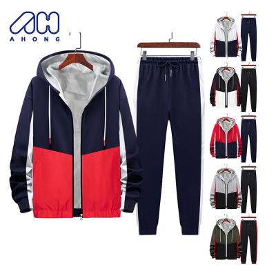 China 2023 New Trend Men's Breathable Sportswear Suits 2 Pieces Contrast Color Panel Gym Fitness Sets Breathable Tracksuit Manufacturer for sale