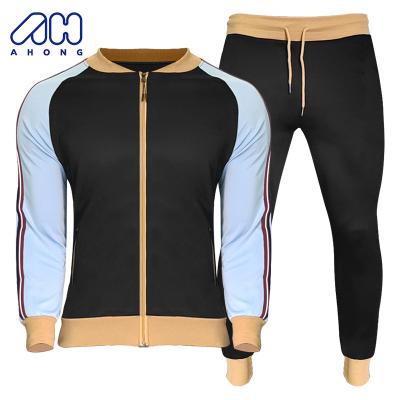 China Classic Design Mens Gym Fitness Sets Breathable Contrast Color Panel Sleeves Long Warm Windproof Sports Training Jogging Wear for sale