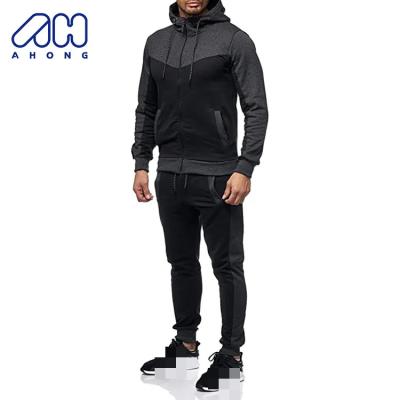 China 2023 New Trends Men Sports Gym Breathable Running Hoodies Sets Contrast Color Panel Training Jogging Wear Custom Gym Fitness Sets for sale