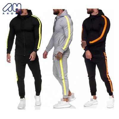 China 2023 Breathable Hot Sale Gym Hoodies With Fluorescent Custom Set Jogging Windproof Zipper Zipper Long Sleeve Line Men Tracksuit for sale