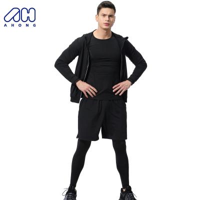 China 2023 New Breathable Sportswear Fitness Sweatsuits Men's Gym Sports Training Use High Elastic Casual Summer 6 Pcs Jogging Suits for sale