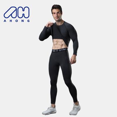 China Wholesale Breathable Mens Sports Gym Suits Running Training T-Shirt And Legging Set Quick Dry Compression Tight Sweatsuits for sale