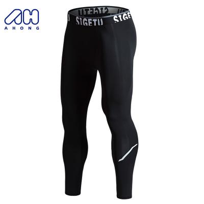 China Logo Men's Fashion Fitness Tight Quick Dry Men Sportswear Gym Polyester Long Compression Breathable Custom Pants Shaping Gaiters for sale