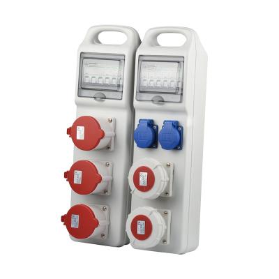 China Schuko Industrial Construction Site Power Supply Socket Outlet Handheld Distribution Box 3 Phase 5P32A Switch Socket Connector Box for sale