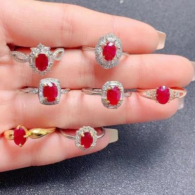 China Hot Sale CLASSIC 925 Natural Cute Ruby Adjustable Golden Supplier Jewelry Silver Rings for sale