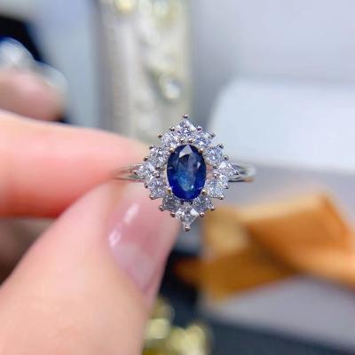 China New Design CLASSIC Sapphire Oval Cut Natural Wedding Couple Set Sterling Silver For Girls Ring for sale