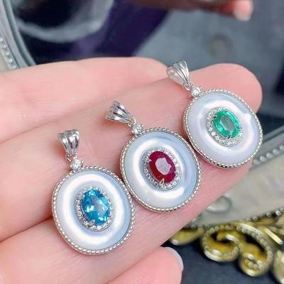 China CLASSIC Hot Sale Natural Ruby Emerald Topaz 925 Silver African Mum Necklace Charms for sale