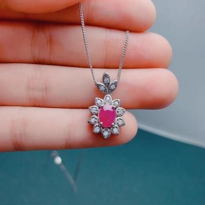 China Ruby Minimalist Rose Personalized Necklace natural high quality CLASSIC for sale