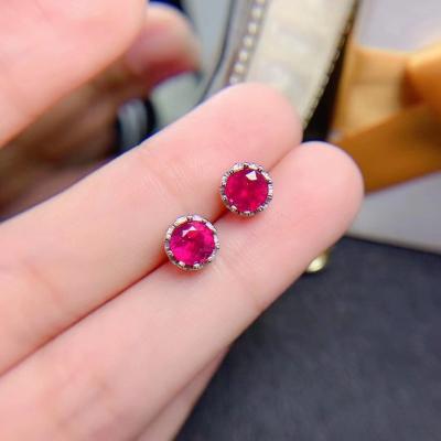 China CLASSIC Hot Sale Wholesale Natural Ruby 925 Sterling Silver Gold Filled Hoop Earrings for sale