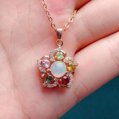 China CLASSIC New Design Natural Opal Choker Rose Gold Plated Necklace for sale