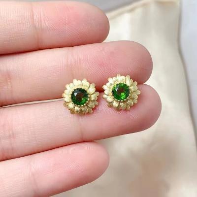 China New Design Autumn CLASSIC Hot Sale Cowgirl Natural Kirbati Diopside Gold Plated 925 Sterling Silver Jewelry Earrings for sale