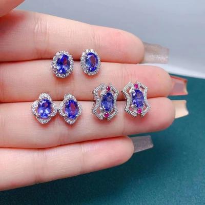 China CLASSIC Low MOQ Tanzanite Big Natural Jewelry Earrings Sets For Women for sale