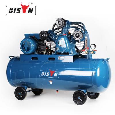 China China Lubricated Bison Brand 3 Phase 8Bar 3Kw 3 Cylinder 150L 220V 4Hp Industrial Belt Driven Air Compressor Machine for sale