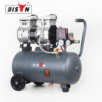 China OIL-LESS Bison China Non Oil Lubricated Air Compressor 1.5Hp Piston Oil Free Air Compressor With 24L Air Tank for sale