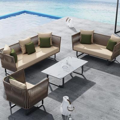 China Zhejiang garden sofa backyard outdoor patio high quality eco-friendly furniture eco-friendly couchrattan wicker aluminum garden furniture sofa set for sale