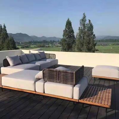 China eco-friendly yinzhou garden combination sofa villa furniture patio rattan living room sofa outdoor wood wicker eco-friendly furniture for sale