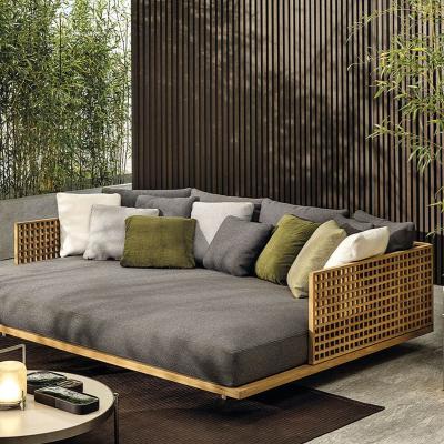 China Eco-friendly all weather garden rattan wicker sofa set plastic rattan 3 seater sofa teak sofa rattan outdoor luxury furniture for sale