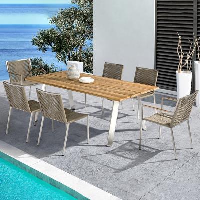 China Wholesale Eco-Friendly Luxury Outdoor Plywood Furniture Set Pakistan Restaurant Tables And Chairs Teak Wood Garden Dining Table for sale