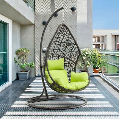 China Hot Sale Eco-Friendly Rattan Egg Chair Iron Wicker Outdoor Hanging Indoor Patio Swing Chairs Outdoor Furniture Garden Metal Swing Chair for sale