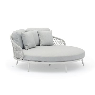 China Contemporary Outdoor Rattan Living Rooms Whitewash Rattan Sofa Set Daybed Sofa Pool Aluminum Bed Rattan for sale