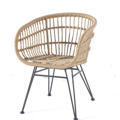 China Eco - Friendly Restaurant Modern Design Poly Rattan Furniture Metal Dining Chairs Outdoor Dining Chair for sale