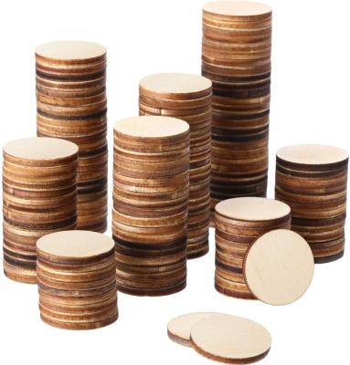 China Europe 1 Inch Unfinished Wood Slices Round Disc Circle Wood Pieces Cutouts Wood Ornaments For Craft And Decoration for sale