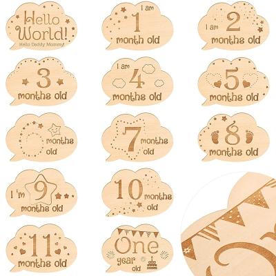 China Europe wooden baby monthly charts. Laser Engraved Blocks , Natural Wooden Disc Photo Props For Boy Or Girl for sale