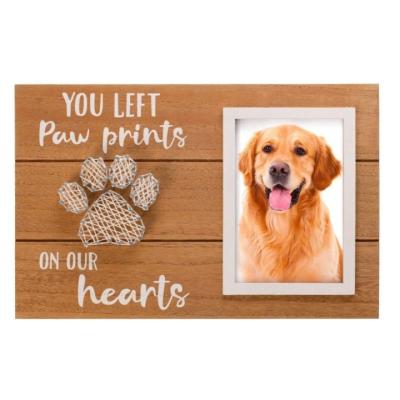 China Wooden Pet Memorial Picture Frame You Left Paw Prints On Our Hearts Beautiful As Loss Of Your Dog Or Cat Sympathy Keepsake Gift Photo for sale