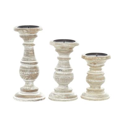 China Traditional Home Decoration Wooden Candle Holder Pillar Candle Candlestick Holder For Home Decor Wooden Candle Wick And Holder for sale