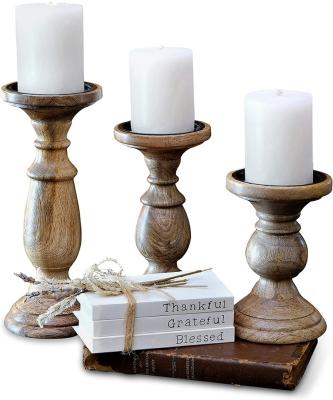 China Modern Unique Art Farmhouse Candle Holders Set of 3 for Mantelpiece Candle Holders Pillar Candles for sale