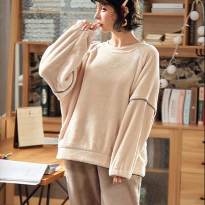 China Winter Women Thermal Thermal Fleece Loungewear Comfortable Casual Cute Cute Soft Pajama Sets With Long Sleeve Top And Pants for sale