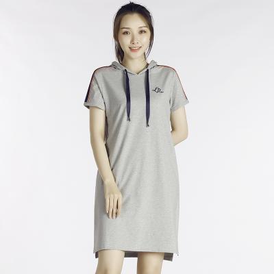 China Anti-Static Women Casual Comfortable Hooded Striped Sports Plus Size Short Sleeve Dresses for sale