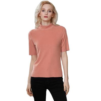 China Anti-Wrinkle Women High Neck Casual Stylish Warm Comfortable Soft Basic T-Shirts for sale