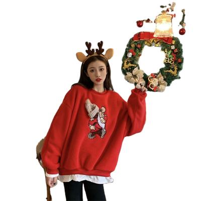 China Anti-Wrinkle Women Christmas New Year Holiday Theme Berber Shear Thermal Soft Comfortable Casual Sweatshirts for sale