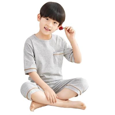 China Breathable Kid Casual Sleepwear Set With Shirt And Pants Pajamas Unisex Gray for sale