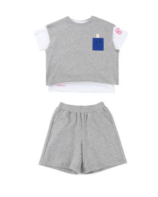 China Girls Casual Soft Anti-Shrink Pure Cotton Breathable Comfortable Summer Sets With Pocket T-Shirts And Shorts for sale