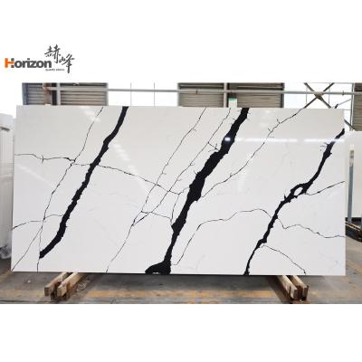 China 2023 Modern White Artificial Engineered Marble Quartz Faux Stone Sheet Skyline Durable Slab for sale