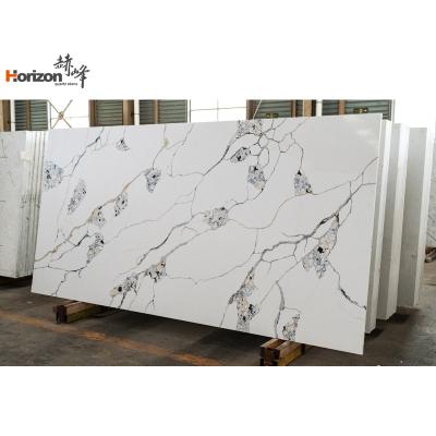 China Durable 2023 horizon 2cm calacatta quartz slab 20mm - 30mm high glossy artificial quartz stone 3200x1800 quartz slab for sale