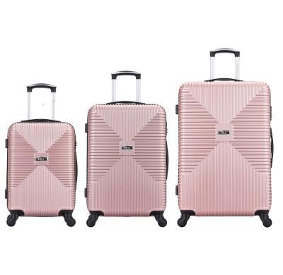 China Fashionable 360 ​​Degree 4 Wheels Rotative ABS Luggage 3pcs Set Lightweight Luggage Moving Suitcase for sale