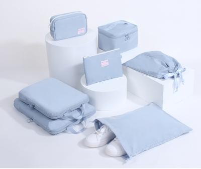 China Reusable Professional 7pcs Squeeze Packing Cube With Shoe Bag And Toiletry Bag for sale