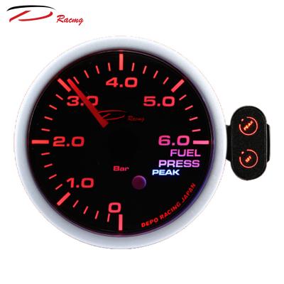 China 60mm Dual Lens Aluminum Smoked Color Stepper Motor Racing Auto Fuel Pressure Gauge With Electronic Sensor for sale