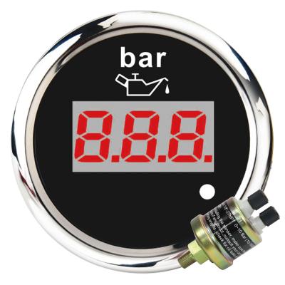 China 52mm Black Face LED Digital Red Backlight Oil Pressure Gauge With 52mm Sensor for sale