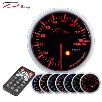 China 52mm Aluminum 7 Color Volt Gauge With Remote Controller Easy Install for sale